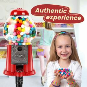 15 Inch Commercial Red Big Gumball Machine With Stand Key-Operated Uncharged Candy Dispenser Machine Bubble Gum Machine Coin Operated Metal Candy Mach