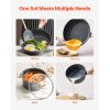 19 Piece Pots and Pans Set, Granite Nonstick Cookware Set, Induction Cookwares, Kitchen RV Cooking Sets with Frying, Sauce, Saute, Tempered Glass Lids