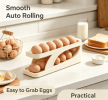Auto Rolling Egg Holder Dispenser 15 Eggs Capacity Space Saving Fridge Egg Storage Tray HIPS Material Slide Design Refrigerator Kitchen Countertop Egg