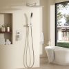 Wall-mounted shower faucet set - 10-12inch square overhead spray + handheld shower head with pressure balance and temperature control valve