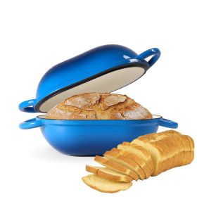 Kitchen Multi-usage Cast Iron Pot with Handles for Bread Baking (Type: Cookware, Color: Blue)